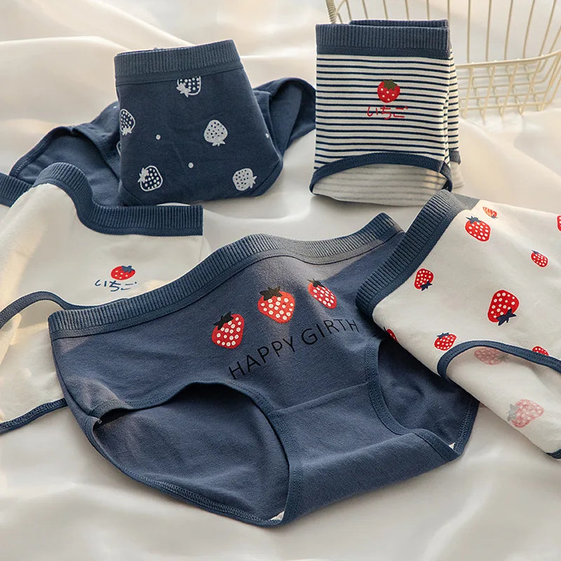 7PCS/Lot Women's Underwear Cute Cotton Panties Seamless Sexy Briefs For Girl Ladies Lingerie Cartoon Pantys Print Underpants