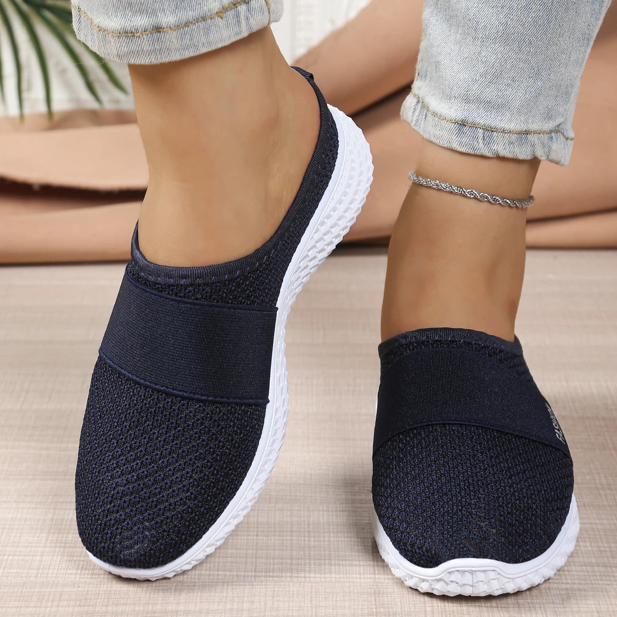 Women's shoes, women's casual shoes, summer mesh breathable thick-soled women's headband half support