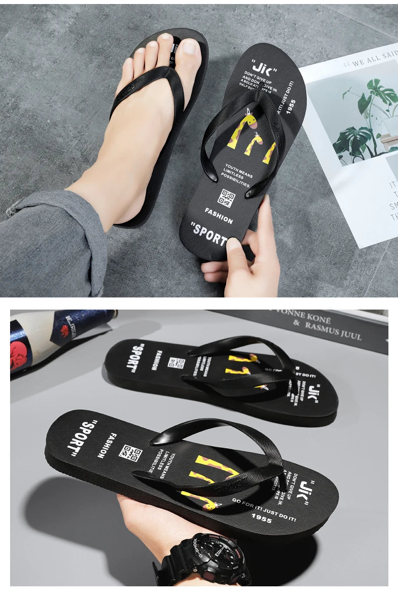 Flip Flops men's summer non-slip sandals men's foot clamp trend rubber abrasion resistant outer wear beach shoes slippers men