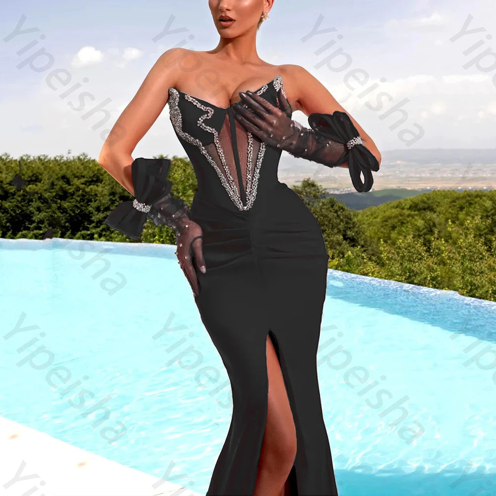 Elegant Off-shoulder Short Sleeves Evening Dresses Exquisite Strapless Backless Dress High Quality Prom Party Gowns Customized