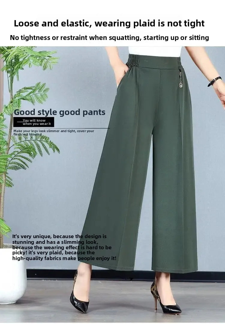High Waist Wide Leg Pants Mom Style Loose Fit Nine-Tenths Slimming Female Fashionable Long Trousers from Mainland China