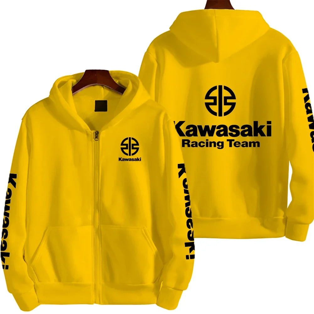 Kawasaki Logo Racing Motorcycle Team Men Zip Up Hoodie Spring Autumn Fashion Man Sweater 2025 New Sport Woman Jacket Coats