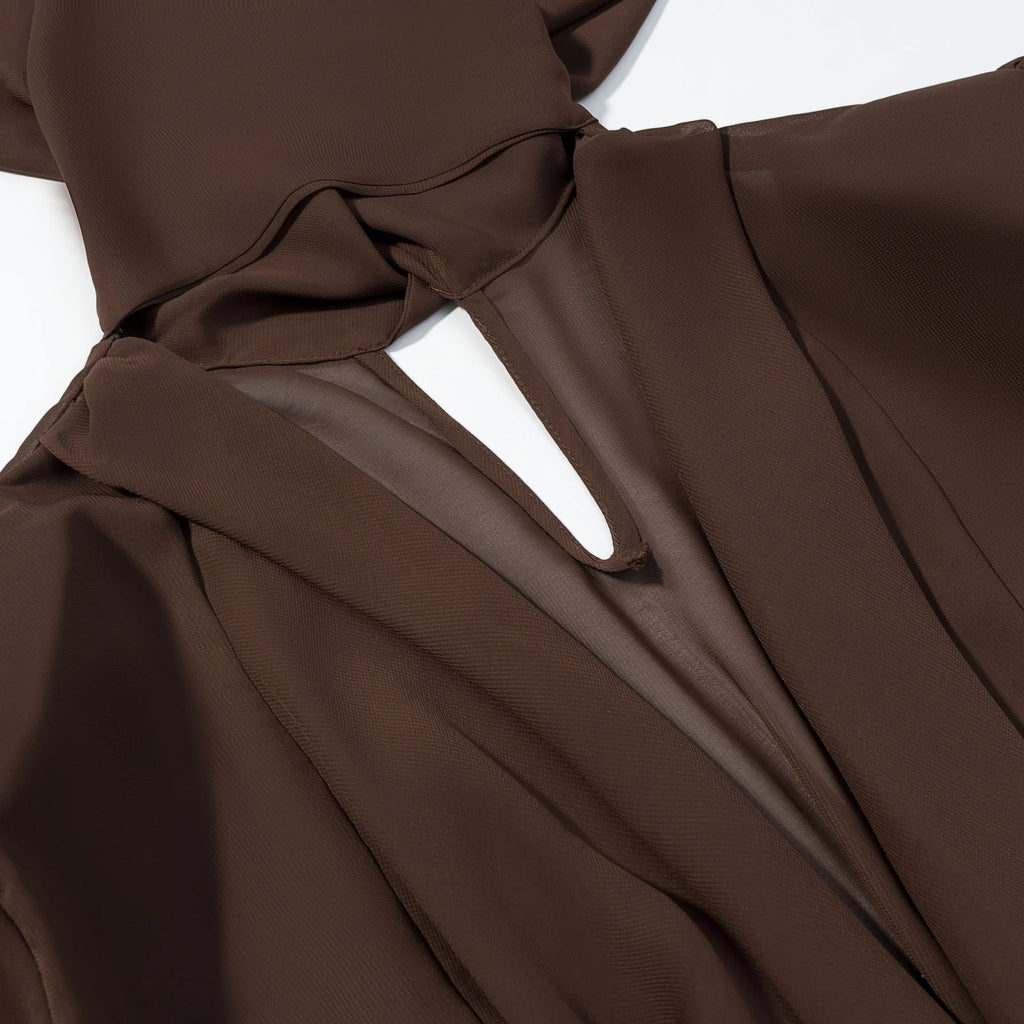 CharmChant Brown Tie Dresses for Women Backless Slim Fit Long Sleeve Bodycon Mini Dress Elegant Chic Party Clubwear Trend 2025