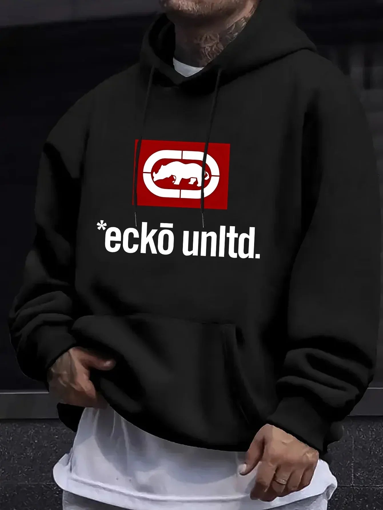 Men's Hoodie with Graphic "Ecko Unlimited" - Casual Sweater  Long Sleeves  Regular Fit Autumn/Winter Casual Hoodie