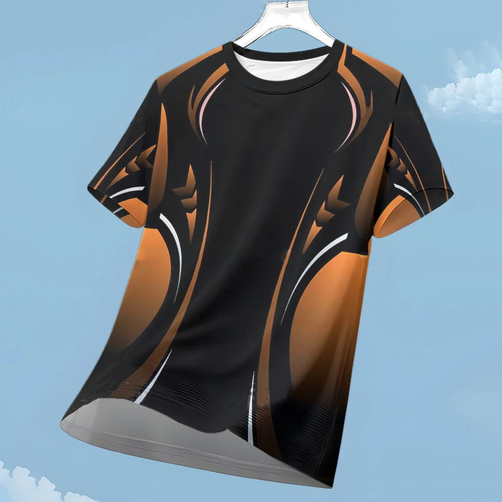 Men's T-shirt Fashion Color Block 3D Print Tee Outdoor Run Fitness Sports Short Sleeve Summer Casual O-neck Loose Breathable Top