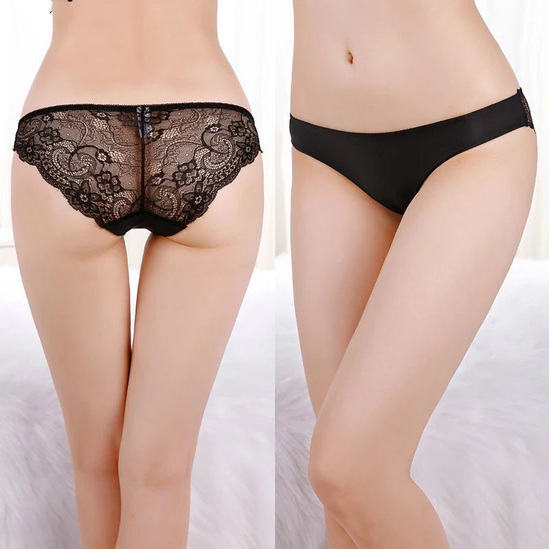 Women's Seamless Underwear Leopard Intimate Women Sexy Lace Black Floral Panties Seamless Panty 3pcs/set