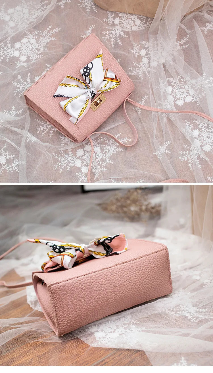 2024 New Women Ribbon PU Leather Bow Decor Mini Flap Hangbag Ladies Fashion Wallet Shoulder Messenger Crossbody Bag Totes Wallet