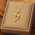 Exquisite titanium steel necklace with dolphin pendant,  sparkling zircon,  women's lock collar chain jewelry