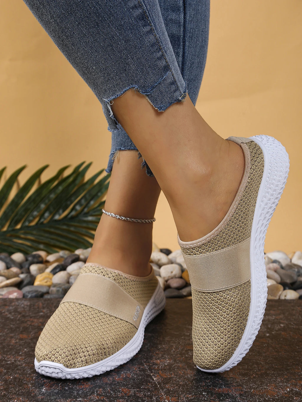 Women's shoes, women's casual shoes, summer mesh breathable thick-soled women's headband half support