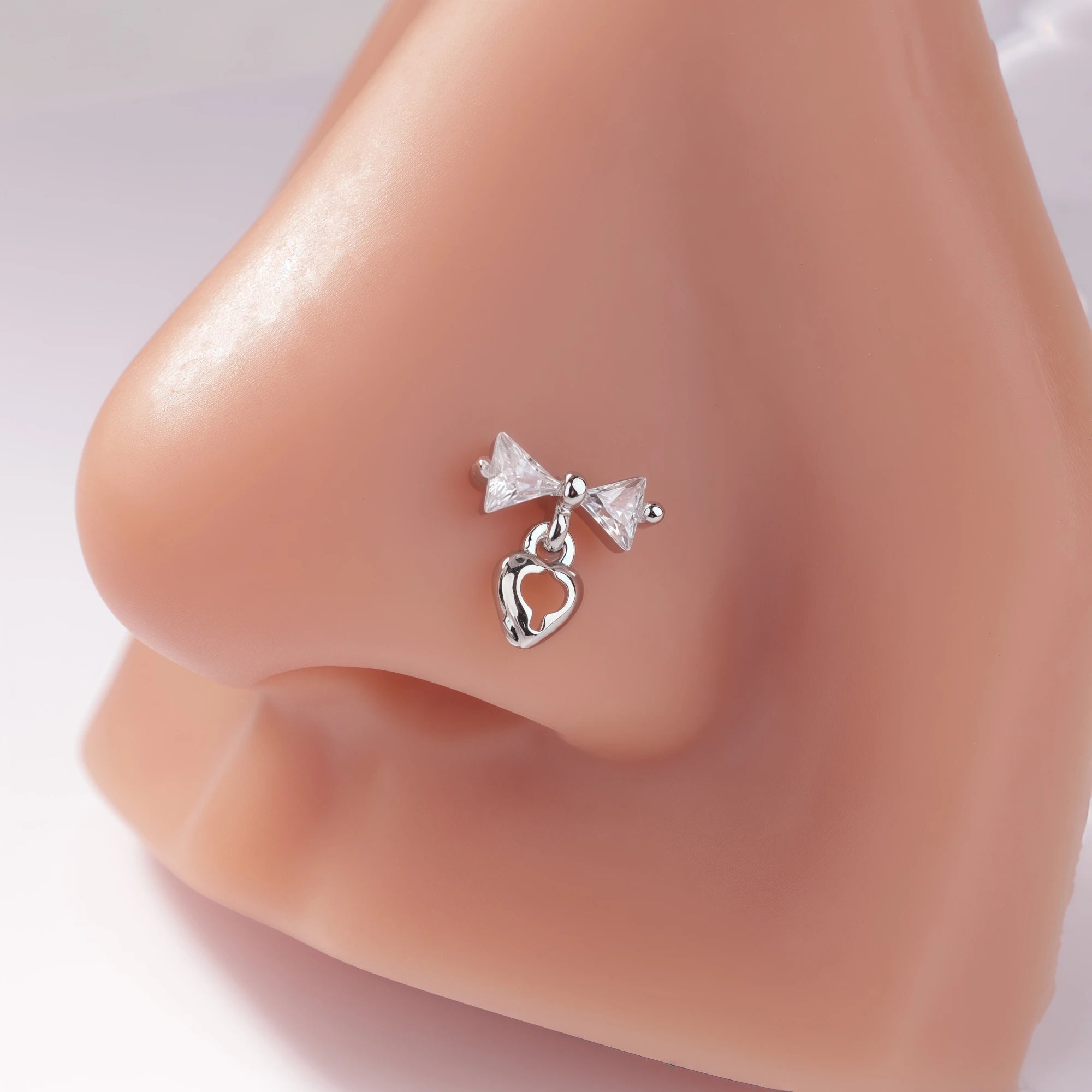 1Pcs Nose Rings Studs L Shaped Nose Rings for Women Heart Nose Nostrial Piercing Jewelry Valentine's Day Gifts