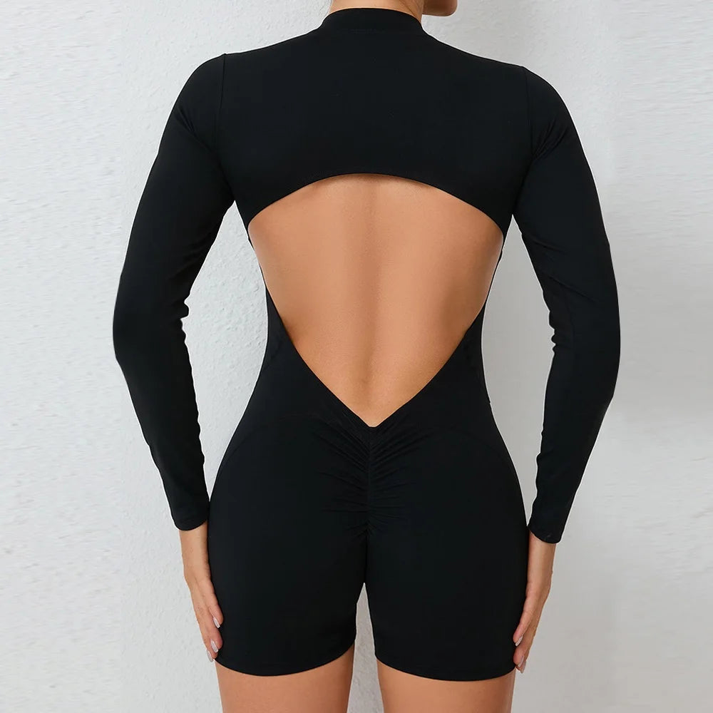 Cloud Rise Women Yoga Jumpsuit Long Sleeve Sports One Piece Suit Gym Pilates Fitness Bodysuit Rompers Workout Overall Sportswear