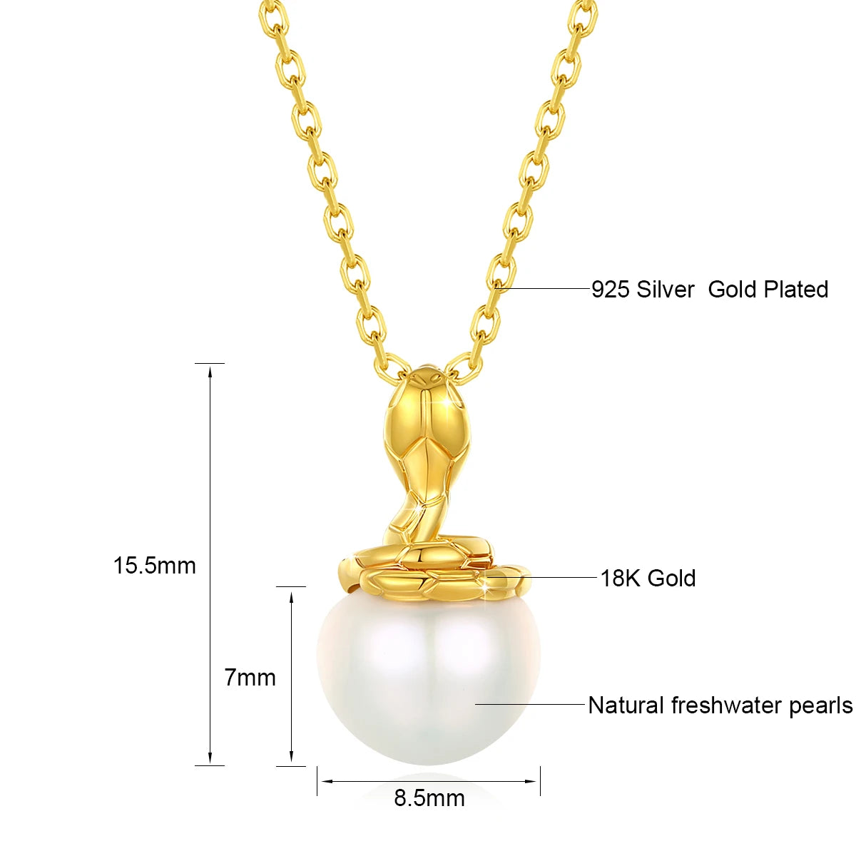 100% Pure 18K Gold Pendant Natural Freshwater Pearl Necklace Au750 Round Jewelry Suitable for Women Wedding Parties Popular Gift