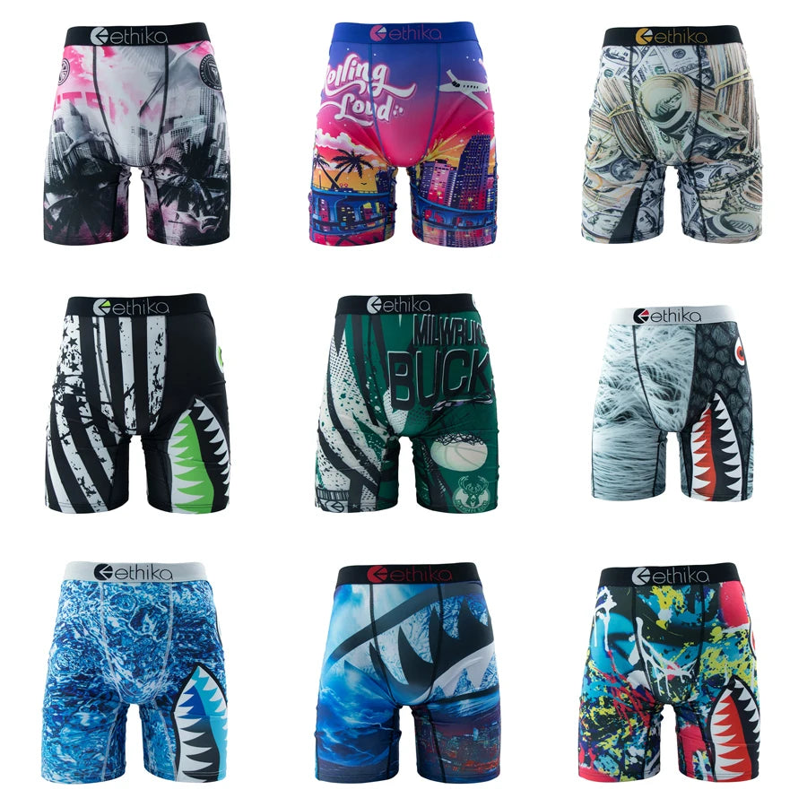 ETHIKA 1Pcs Men Underwear Boxers Breathable Mesh Crotch Mens Trunks Plus Size S-3XL Man Swimming Underpants Men's Panties Trunks