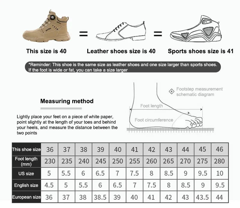 Men's Rotating Button Anti-Smash Anti-puncture Steel toe work Safety Shoes Men Work Boots Protective Women Sneakers Shoes
