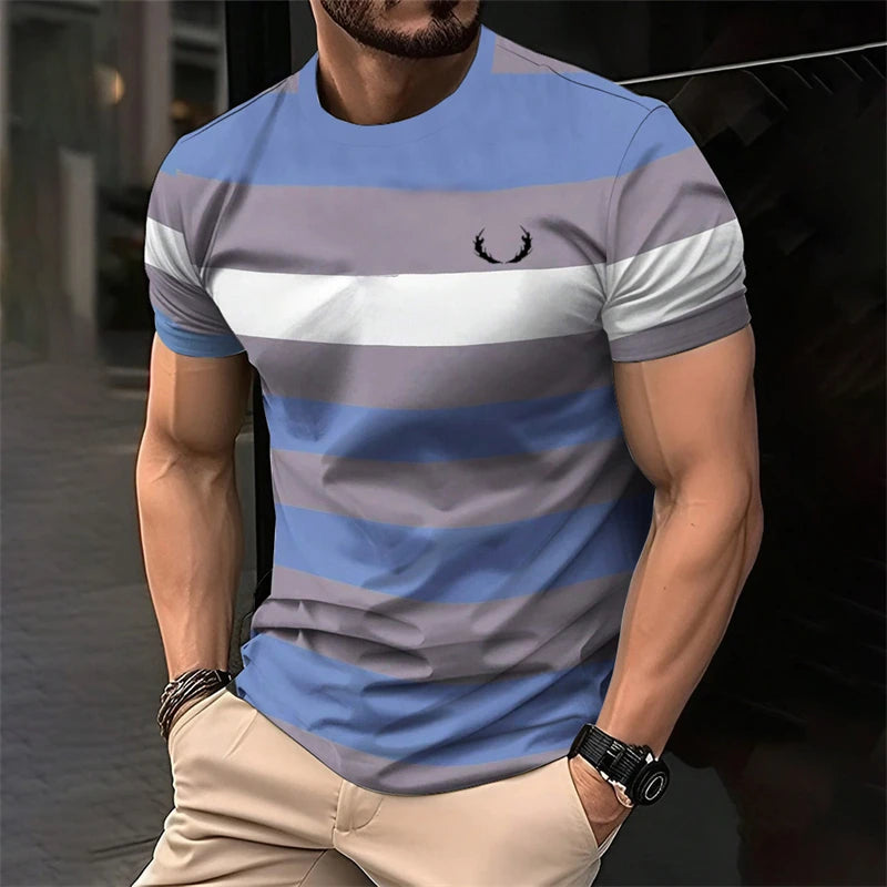Simple Striped 3D Printed T Shirts For Men Fashion Summer Short Sleeve 3D Printed Kids T-shirts Casual Daily Wear Loose Tees