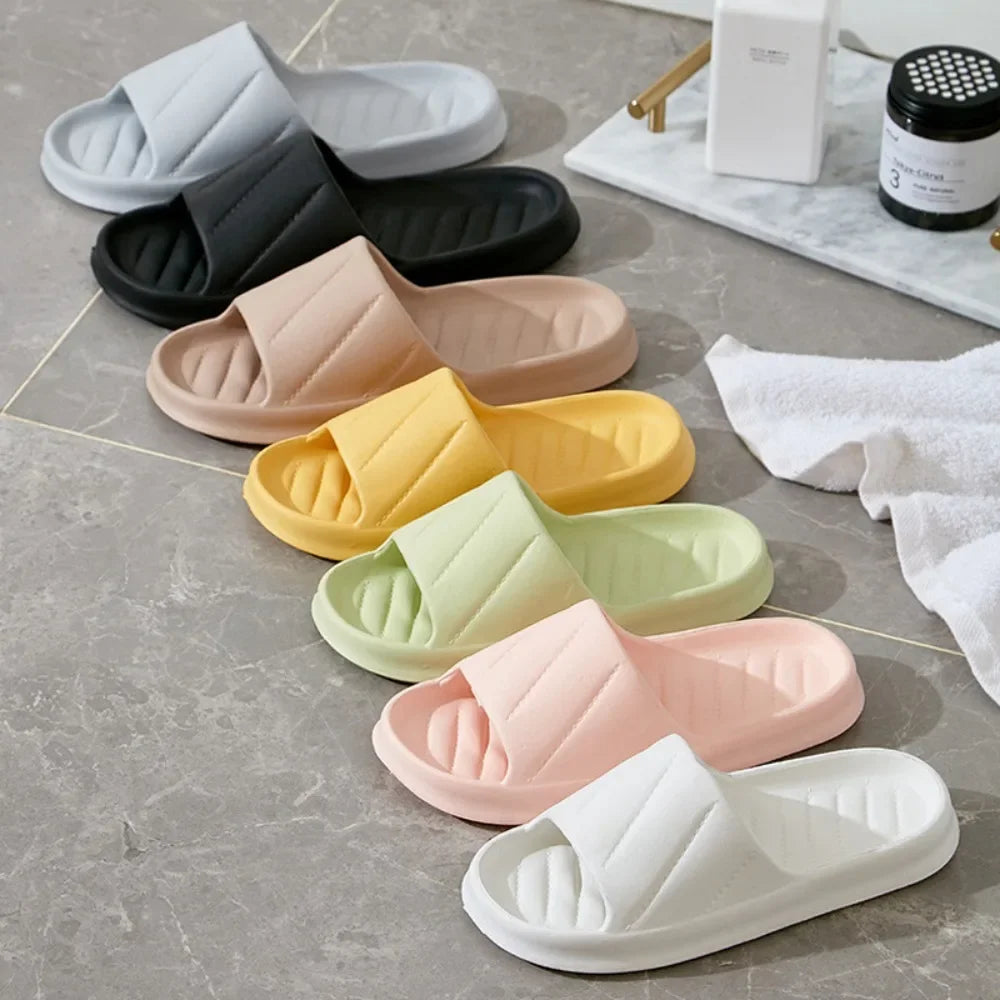 Women's Slippers Soft EVA Sandals Comfortable Stripe Decoration Cute Casual Shoes Non-Slip Shoes Solid Color Bathroom Sandals