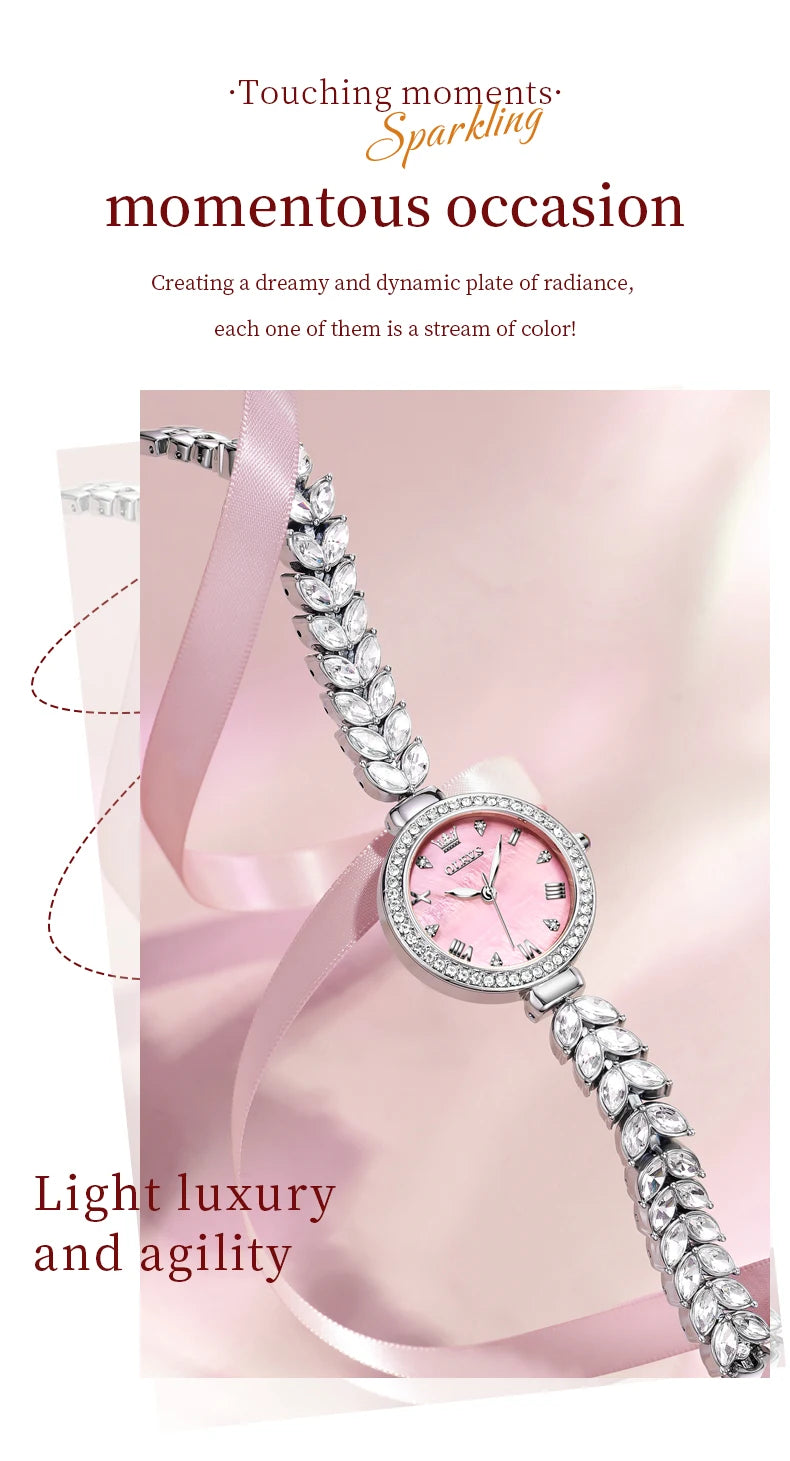 OLEVS 9971 Original Quartz Watches for Woman Fashion Full Diamond Mermaid Bracelet Wrist Watch Luxury Elegant Ladies Dress Watch