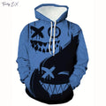 New autumn men's fashionable smiling face design printed soft and comfortable hooded sweatshirt outdoor streetwear