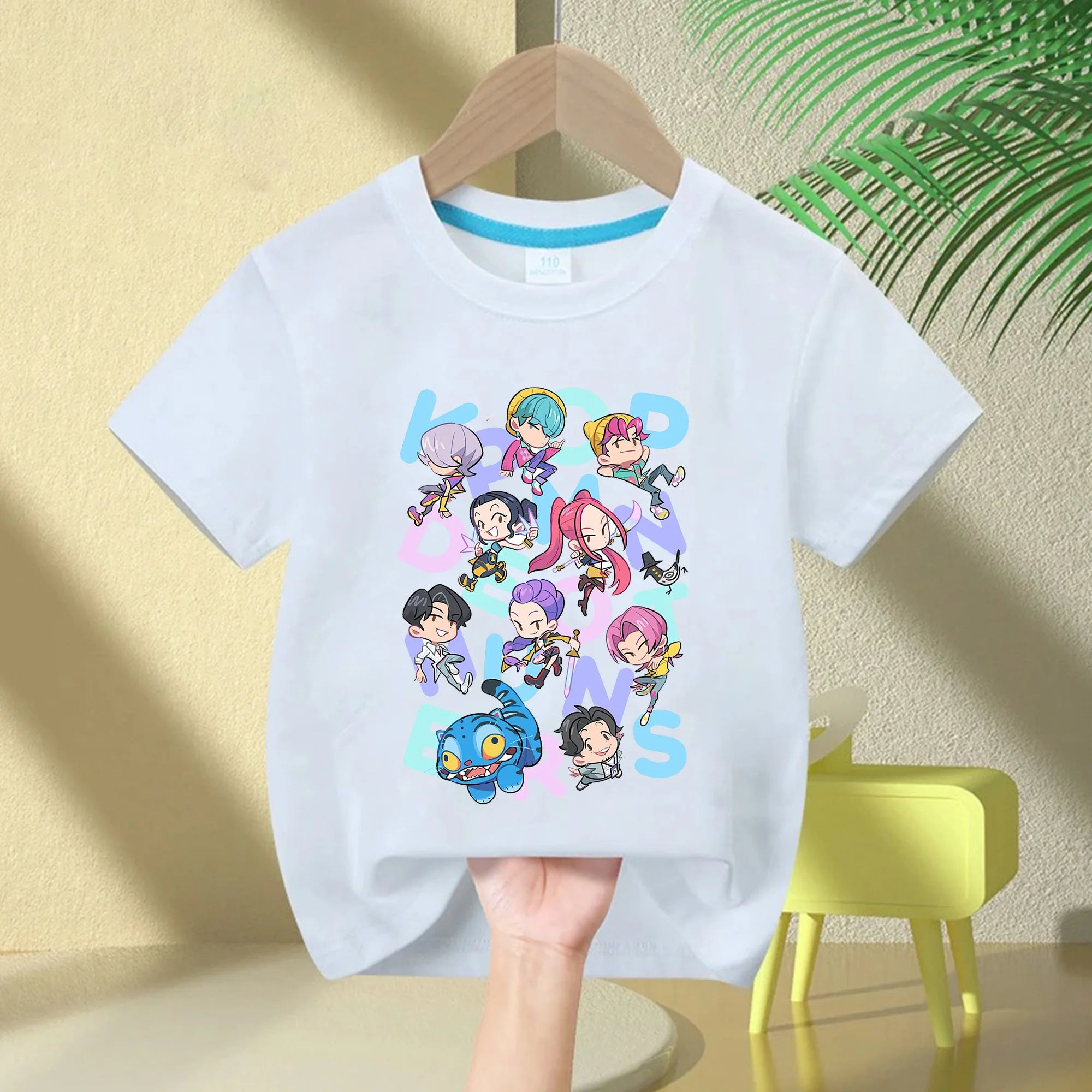 New 2025  KPop Demon Hunters Saja Boys Cartoon Boys T-shirt Round Neck Print Fashion Casual Top Children's T-shirt Kids Clothing