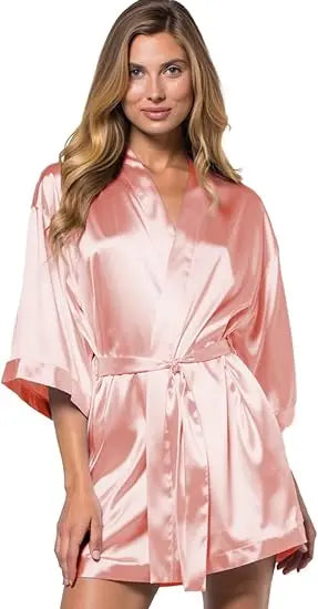 Women's Bride Bridesmaids Silky Robe Satin Kimono Robes for Women Lingerie