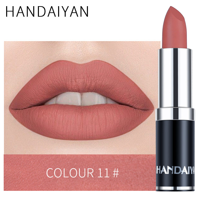 HANDAIYAN 12 Color Matte Lipstick Waterproof Moisturize Velvet Sexy Lip Gloss Popular Color Hot Selling Fashion Beauty Lipstick
