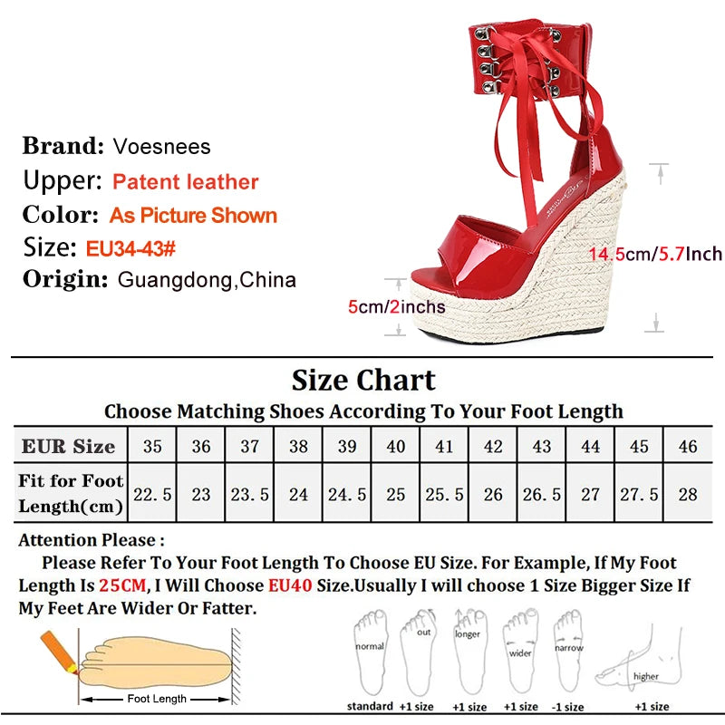 Designer Ankle Wrap Strap Lace-up Europe and America Women Sandals 14.5CM Wedges Heels Summer Weave Platform Sexy Runway Shoes