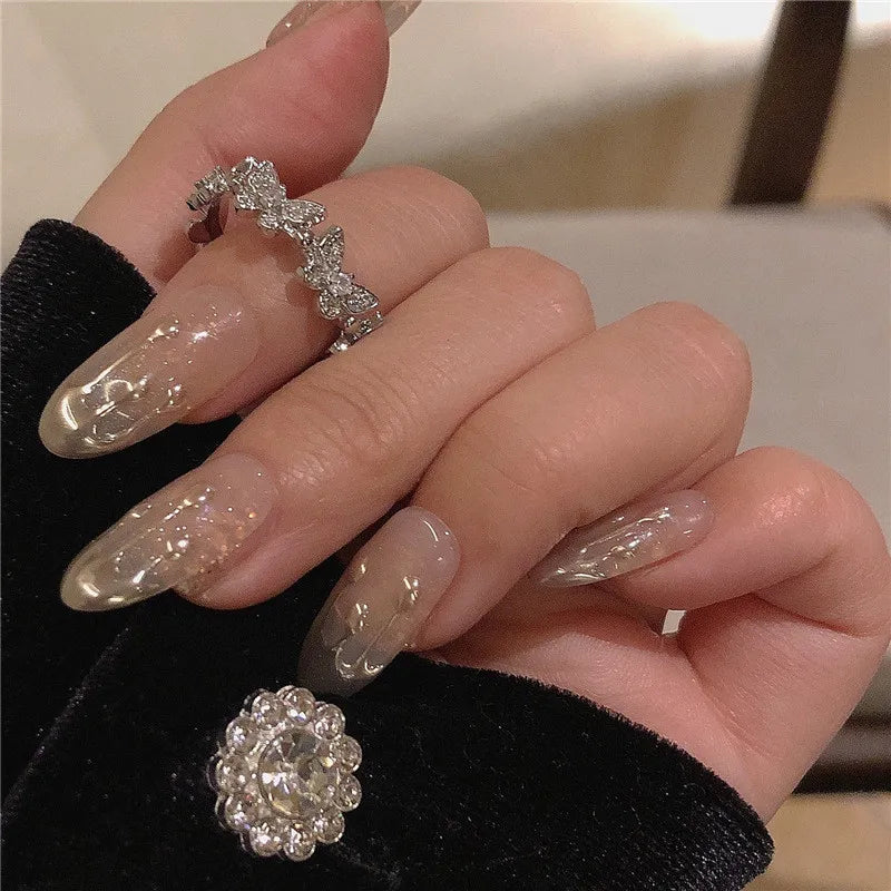 Kpop Retro Gothic Silver Color Heart Metal Ring For Women Girls Vintage Y2k Crystal Open Rings Punk Geometry Rings Party Jewelry