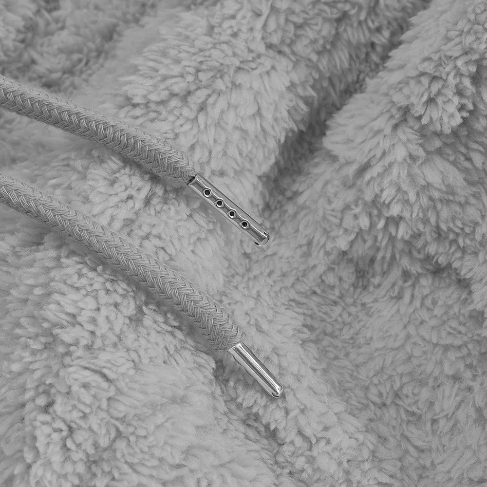 Autumn and winter leisure men's high street jacquard double-sided velvet hooded sports trend pullover sweater jacket