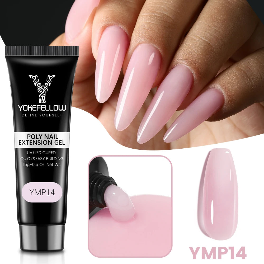 YOKEFELLOW 15g Jelly Extension Gel Nail Polish Nude Pink Clear Building Construct Extend Gel Soak Off UV LED Acrylic Gel Varnish