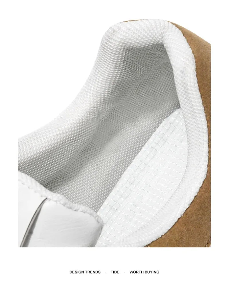 New Outdoor Casual Sports Shoes for Men Leather Fashion Non-slip Wear-resistant Four-season Men Shoes Student Trendy White Shoes