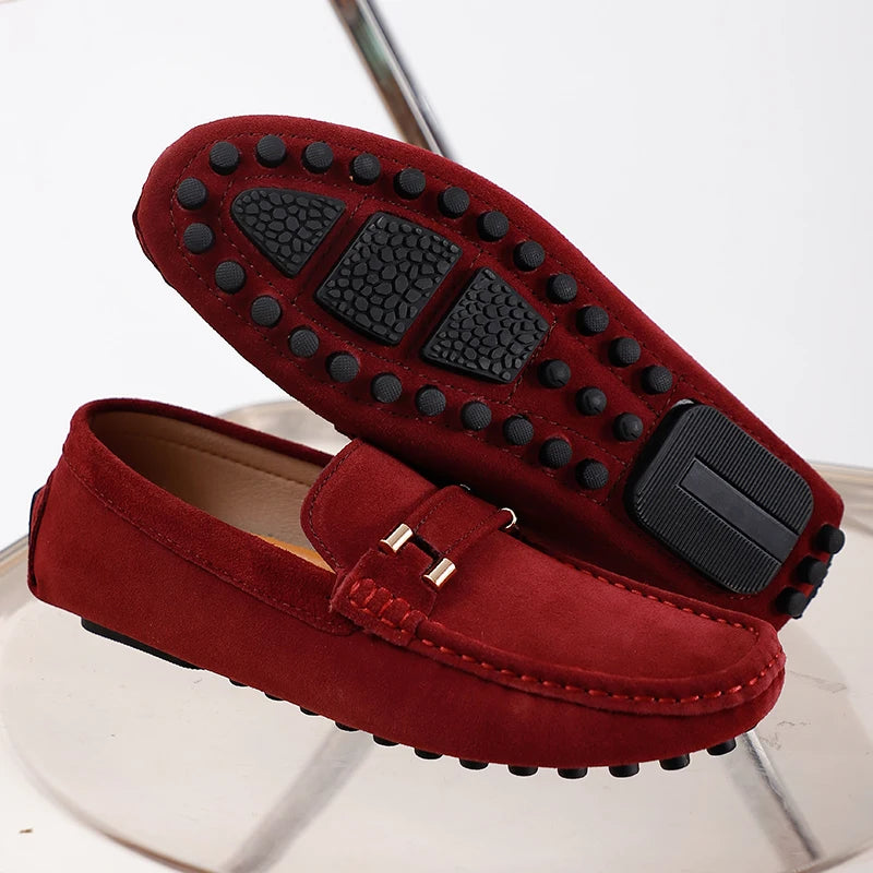 2025 New Cool Men France Style Gentleman Casual Shoes Suede Leather Adult Business Formal Officer Loafers Male Driver Shoes