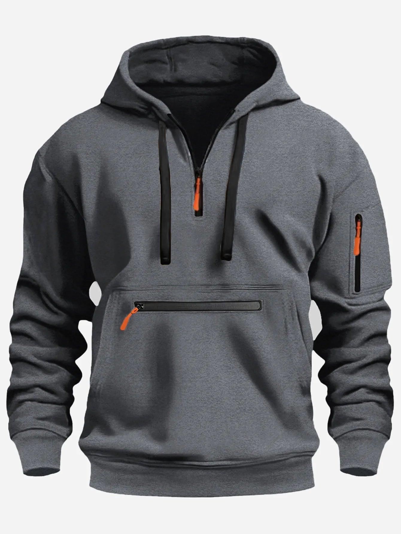 Half Zipper Men's Tactical Hoodies Solid Warm Fleece Military Sweatshirts Multi Pockets Male Hooded Jackets Thick Outdoor Polar