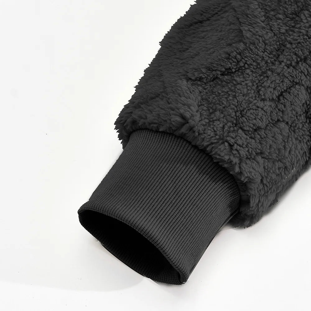 Autumn and winter leisure men's high street jacquard double-sided velvet hooded sports trend pullover sweater jacket