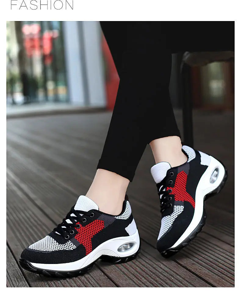 Tenis Women Sneakers Air Cushion Walking Shoes Breathable Gym Jogging Shoes for Woman Lace Up Platform Sport Shoe Tenes Feminino