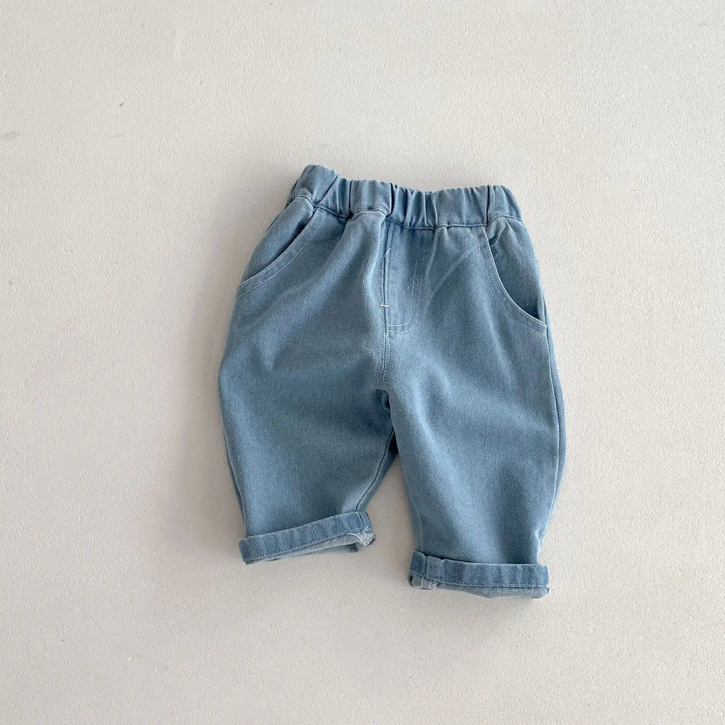 0-5Y Kids Boys Cotton Denim Pants Summer 2026 Baby Jeans New Stylish Korean Style Children's Casual Soft Trousers Clothing Boys