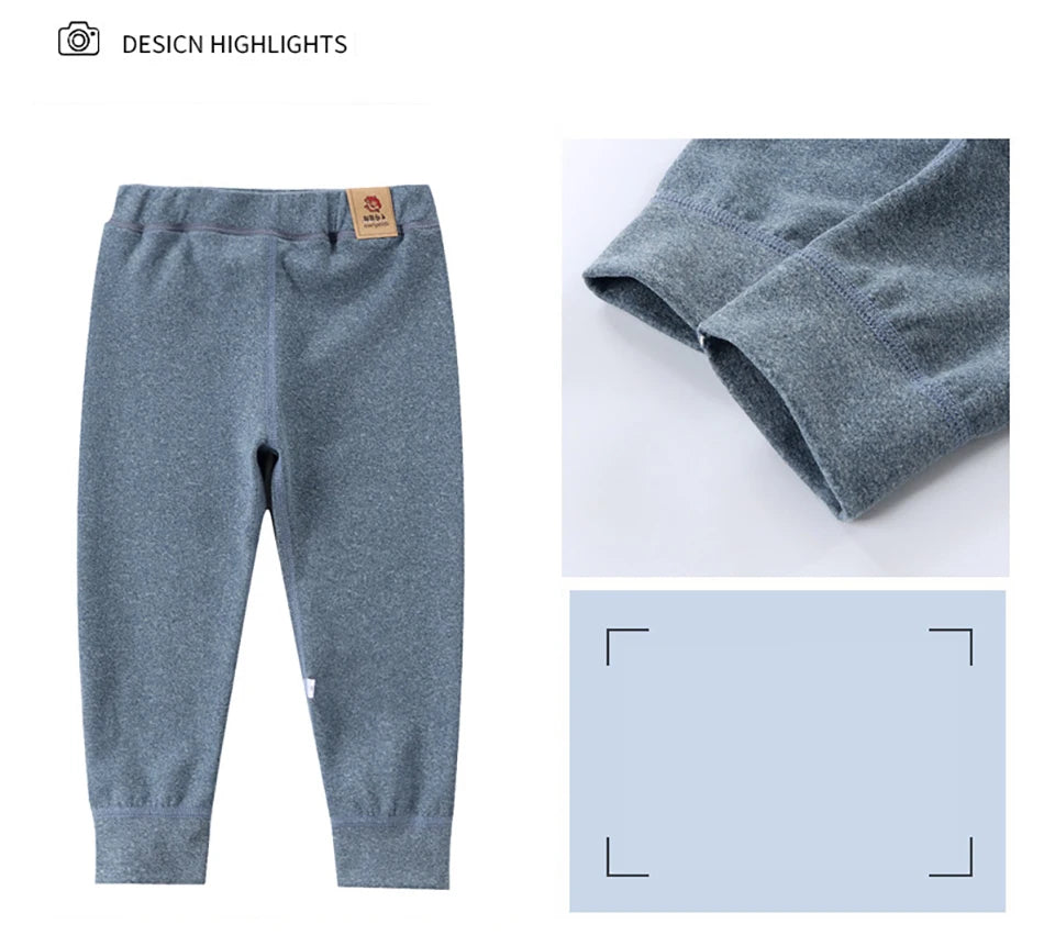 Children Fleece-lined Pants for Teenager Boys Girls Warm and Cozy Elastic Winter Bottoms Clothes Suitable for Autumn and Winter
