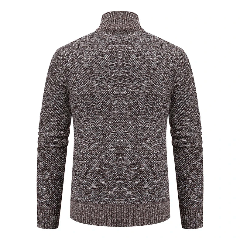 Autumn And Winter New Jersey Men's Casual Sports Coat Solid Color Stand Collar Wweater Grab Fleece Warm Zipper Cardigan