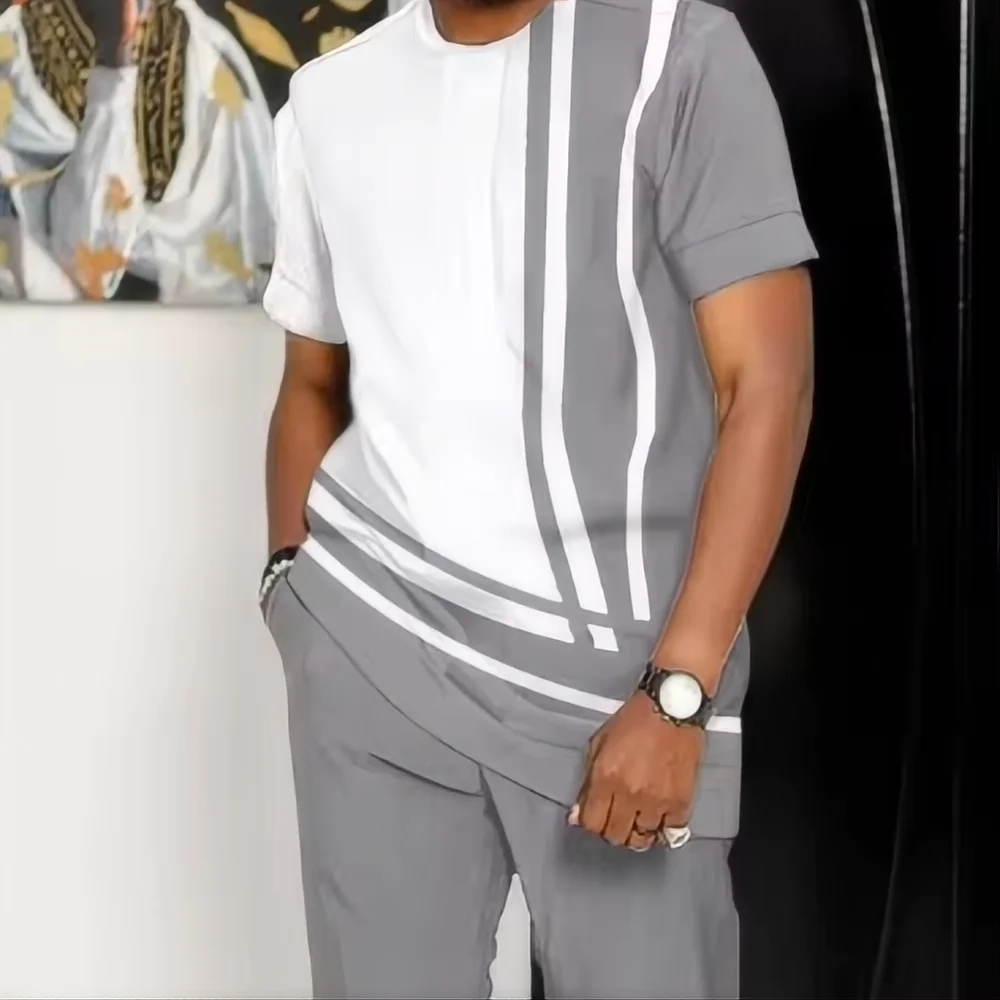 Summer fashion new sports suit men's T-shirt+pants 2-piece set men's oversized clothes Joogers Outfit 3D printed pants set