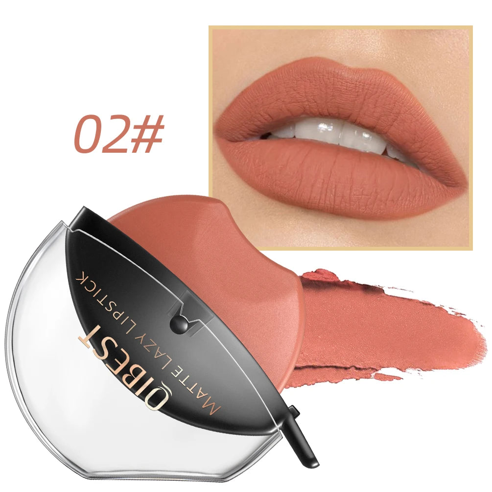Lip-shaped lipstick seal Sip into makeup lazy blush lipstick Matte makeup effect Moisturizing lip gloss Waterproof non-stick cup