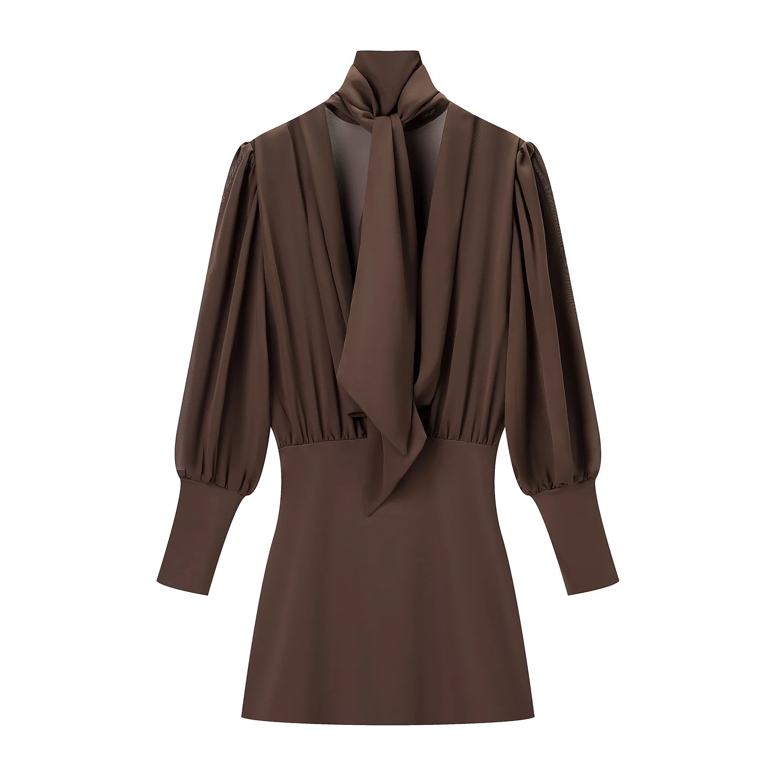 CharmChant Brown Tie Dresses for Women Backless Slim Fit Long Sleeve Bodycon Mini Dress Elegant Chic Party Clubwear Trend 2025