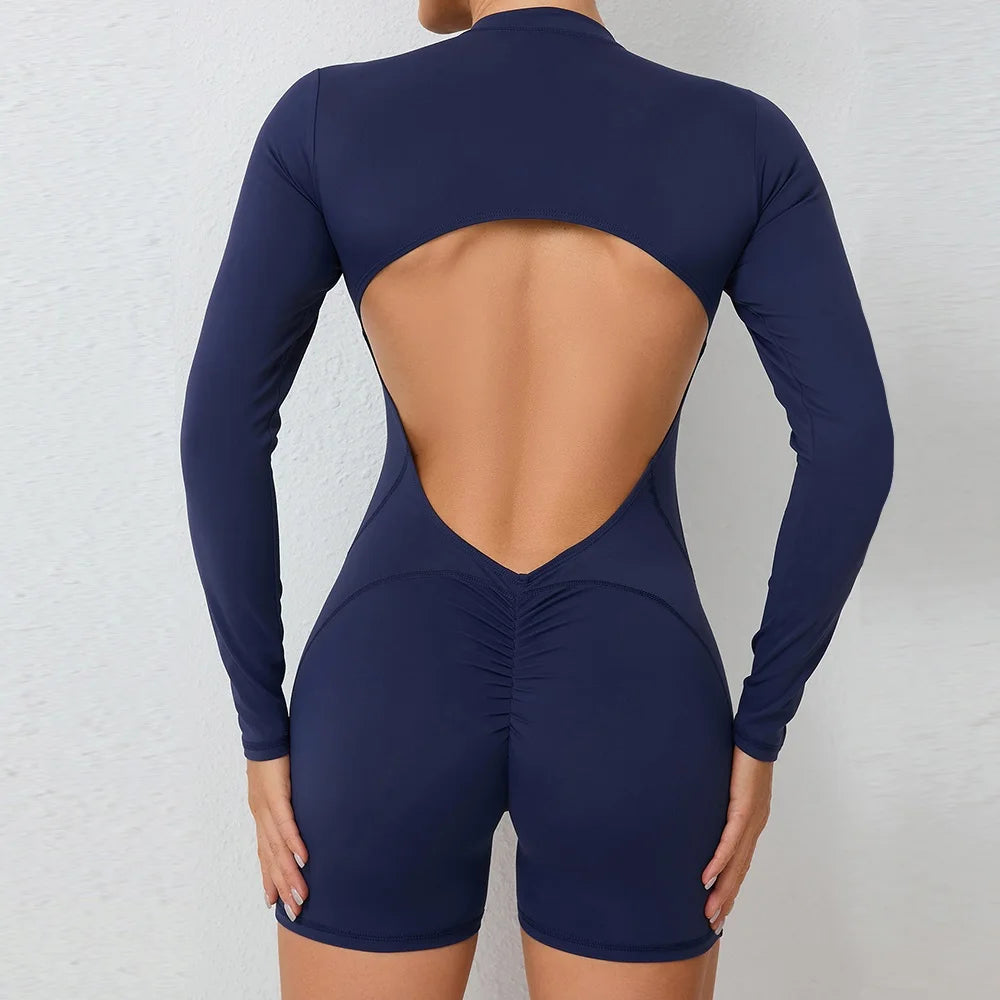 Cloud Rise Women Yoga Jumpsuit Long Sleeve Sports One Piece Suit Gym Pilates Fitness Bodysuit Rompers Workout Overall Sportswear