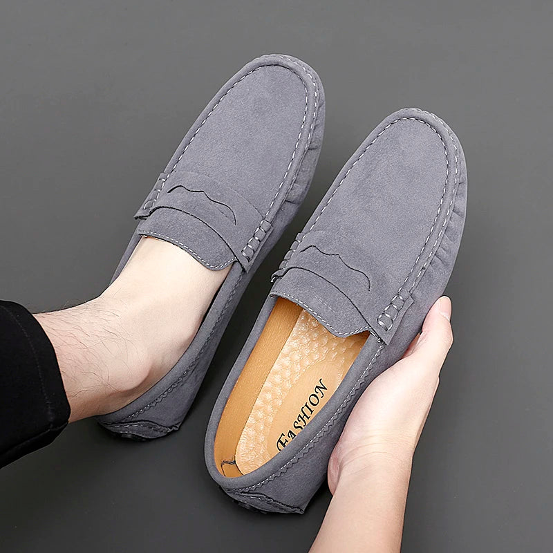 Suede Leather Mens Loafers New Fashion Walking Shoes New Comfy Man Drive Flats Classic Original Style Men Casual Shoes Moccasins