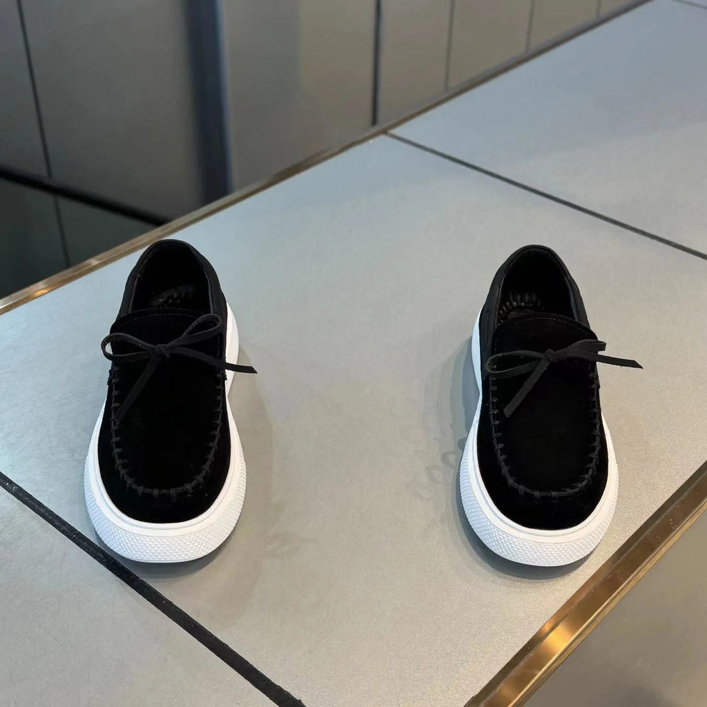 Trend Men's Shoes Retro Loafers Slip on Flats 2025 New Trend Spring Autumn Platform Suede Shoes Soft Sole Driving Shoes for Men