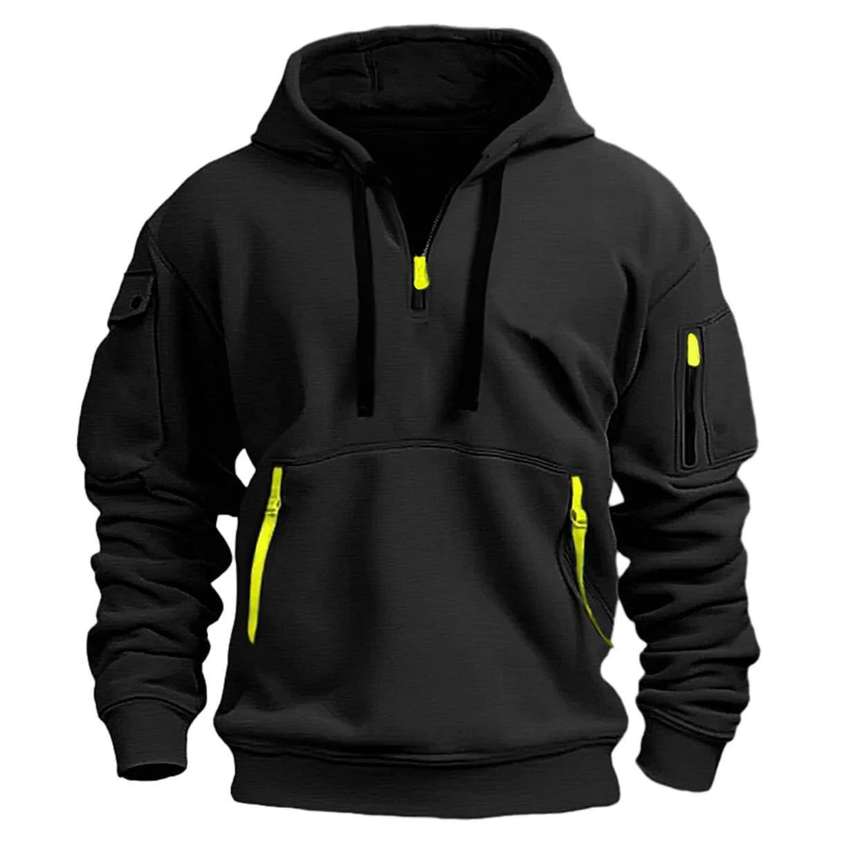 Half Zipper Men's Tactical Hoodies Solid Warm Fleece Military Sweatshirts Multi Pockets Male Hooded Jackets Thick Outdoor Polar
