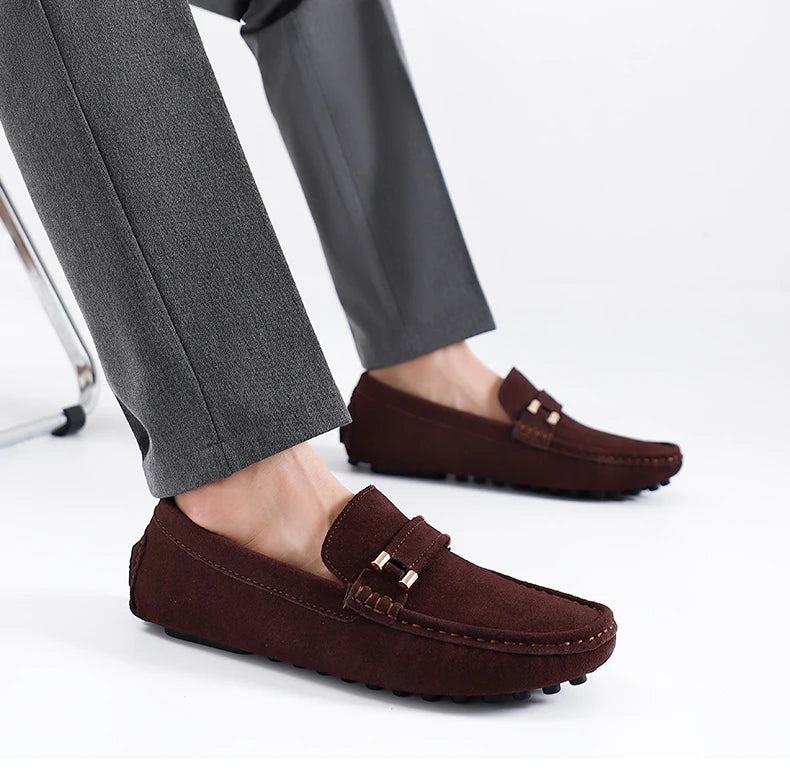 2025 New Cool Men France Style Gentleman Casual Shoes Suede Leather Adult Business Formal Officer Loafers Male Driver Shoes