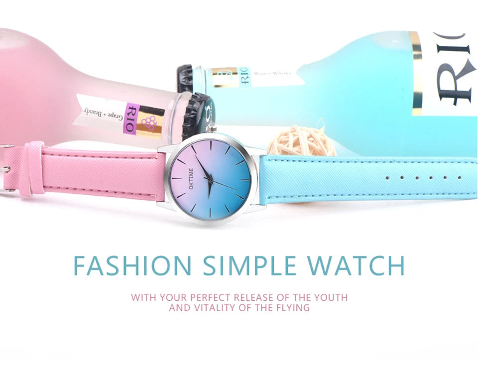 BK25 Fashionable Men watch color dual splicing Women watch waterproof simple quartz watch couple watch  gift watches for man