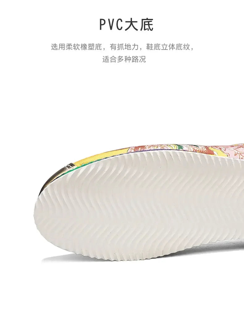 Fashion Graffiti Printed Men Suede Sneakers Red Running Shoes Men's Jogging Shoes Light Gym Trainers Men Flat Embroidery Shoes