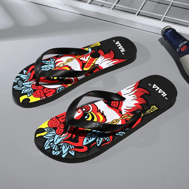 Flip Flops men's summer non-slip sandals men's foot clamp trend rubber abrasion resistant outer wear beach shoes slippers men