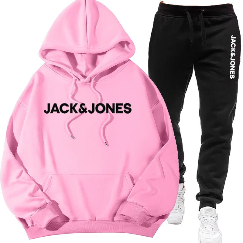 Two sets of men's sportswear for autumn/Winter 2025, including a sweatshirt and two sets of fitness jogging pants with wool caps