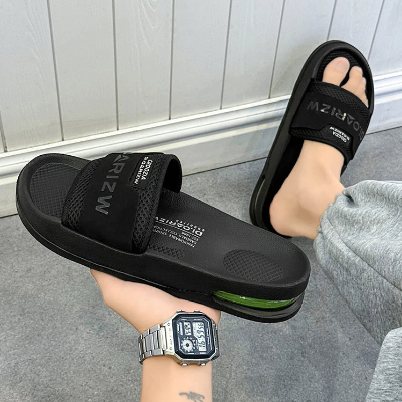 Summer Men's Mesh Surface Slippers EVA Platform Open Toe Slip on Sandals Home Non-slip Slides Outdoor Beach Sandal Shoes for Men